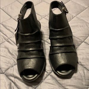 Black mini heel sandals